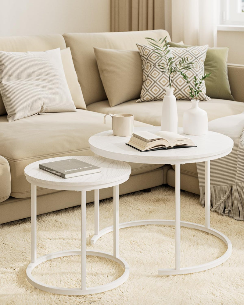 Round Coffee Tables Removable End Table Nesting (Set of 2)
