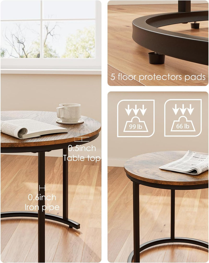 Round Coffee Tables Removable End Table Nesting (Set of 2)