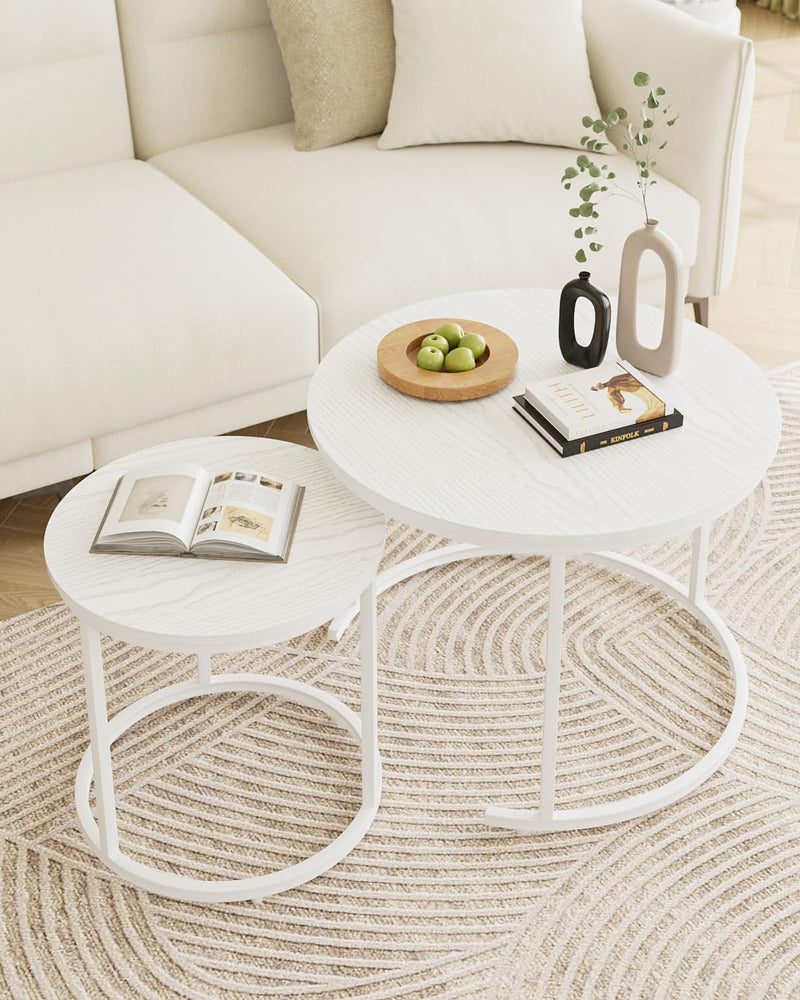 Round Coffee Tables Removable End Table Nesting (Set of 2)
