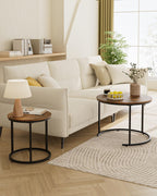 Round Coffee Tables Removable End Table Nesting (Set of 2)