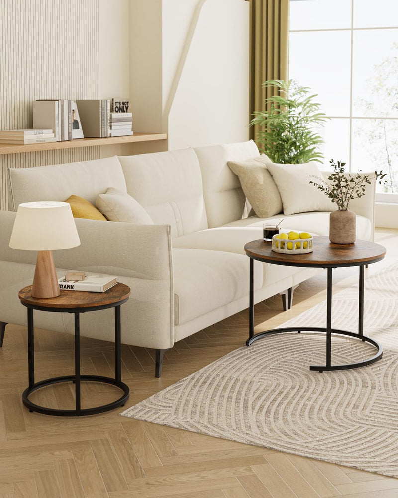 Round Coffee Tables Removable End Table Nesting (Set of 2)
