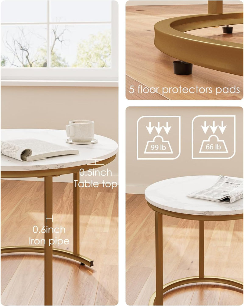 Round Coffee Tables Removable End Table Nesting (Set of 2)