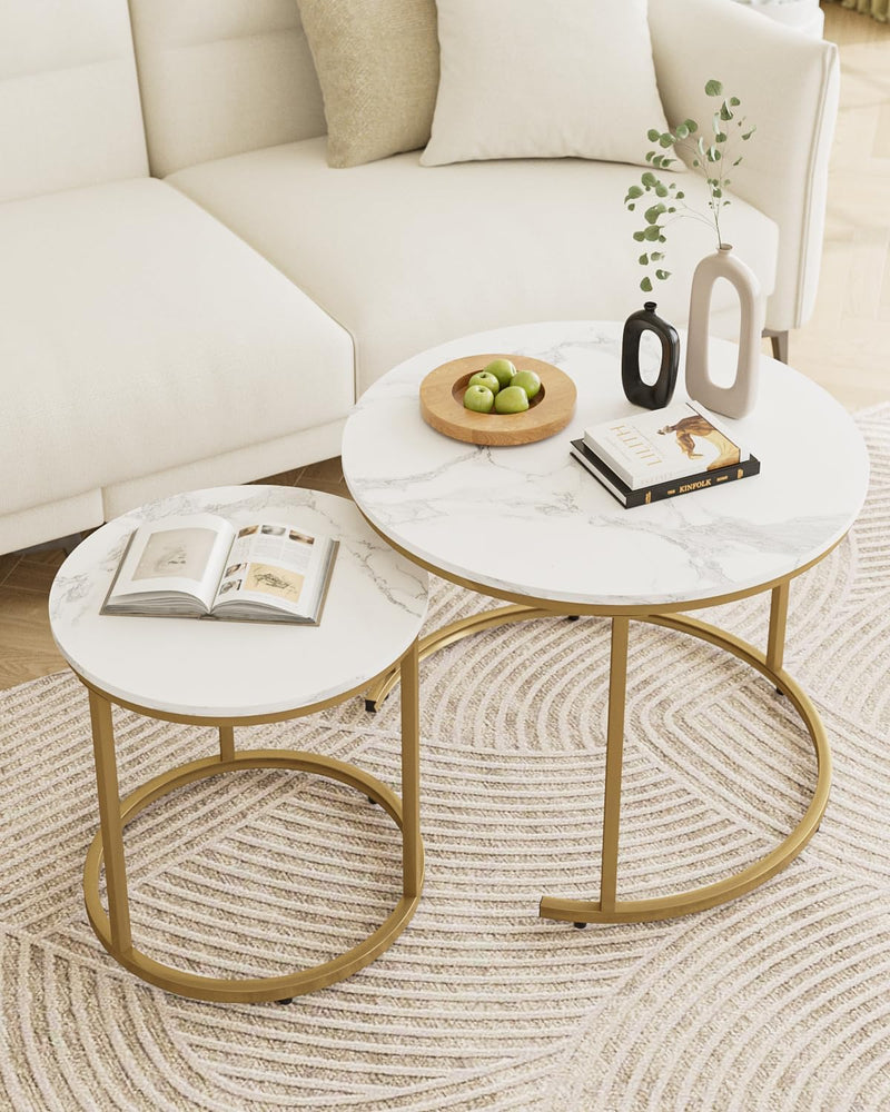 Round Coffee Tables Removable End Table Nesting (Set of 2)