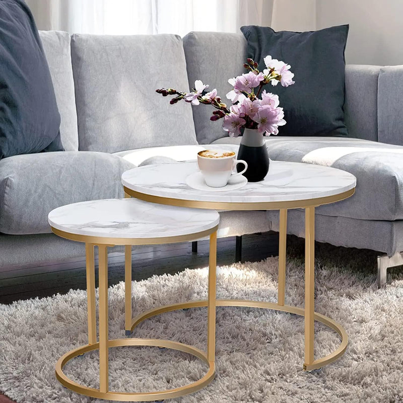 Round Coffee Tables Removable End Table Nesting (Set of 2)