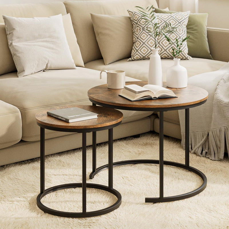 Round Coffee Tables Removable End Table Nesting (Set of 2)
