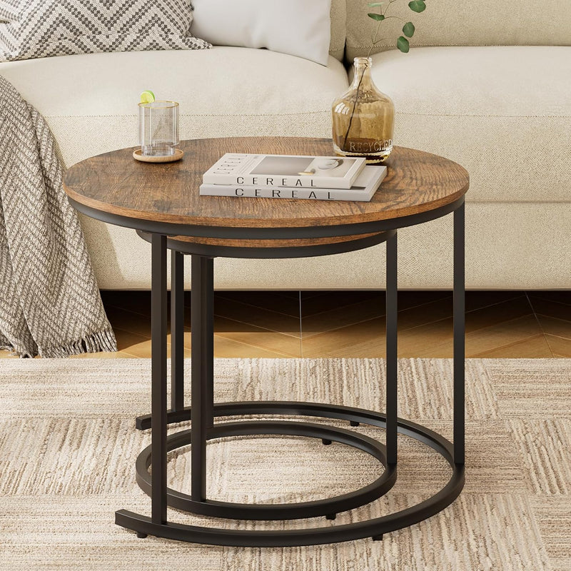Round Coffee Tables Removable End Table Nesting (Set of 2)