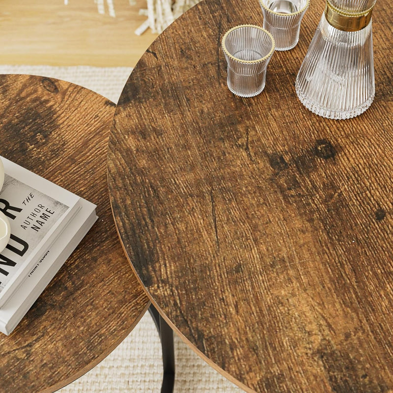 Round Coffee Tables Removable End Table Nesting (Set of 2)