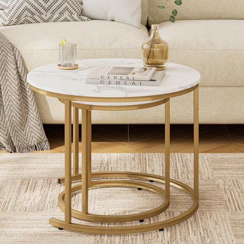 Round Coffee Tables Removable End Table Nesting (Set of 2)