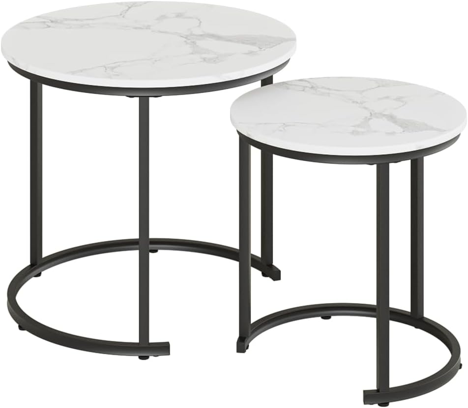 Round Coffee Tables Removable End Table Nesting Side (Set of 2)