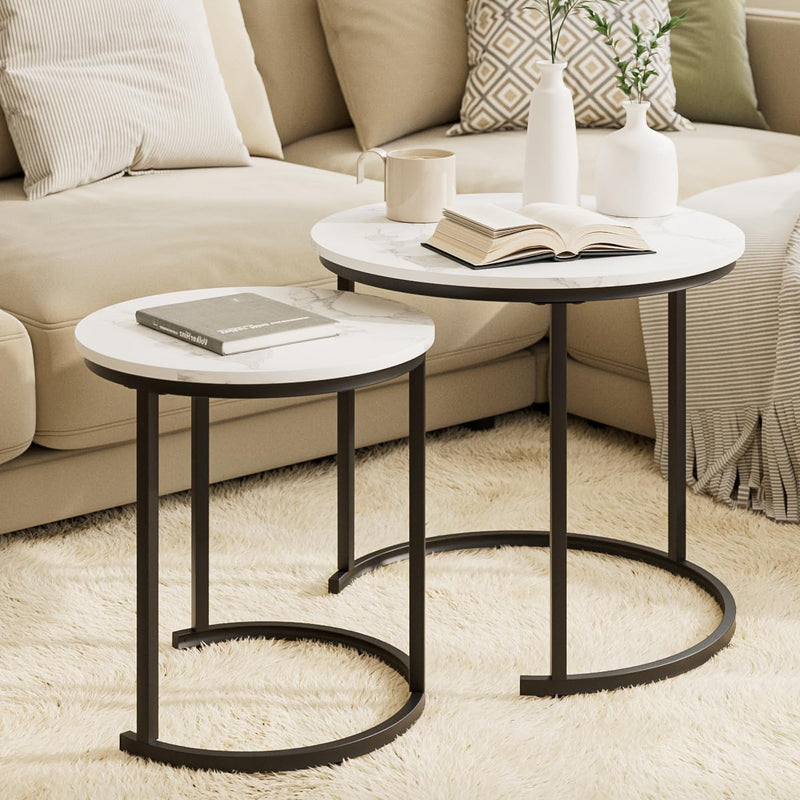 Round Coffee Tables Removable End Table Nesting Side (Set of 2)