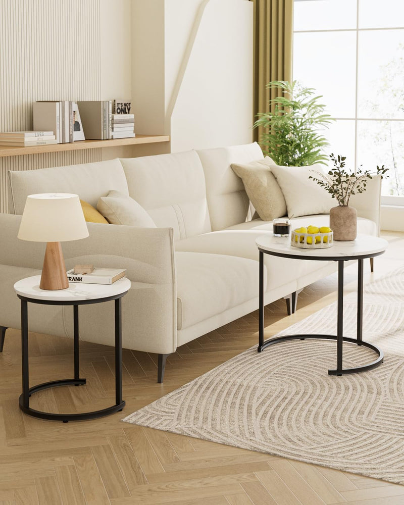 Round Coffee Tables Removable End Table Nesting Side (Set of 2)