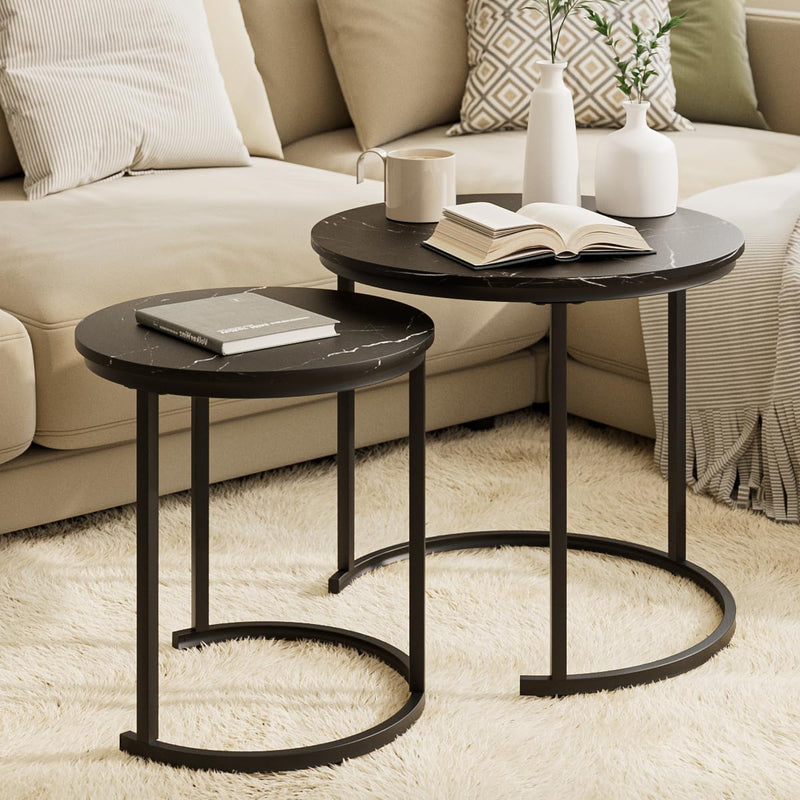 Round Coffee Tables Removable End Table Nesting Side (Set of 2)