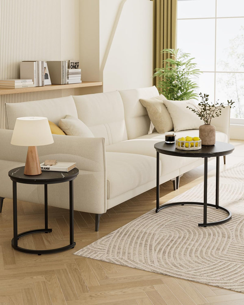 Round Coffee Tables Removable End Table Nesting Side (Set of 2)