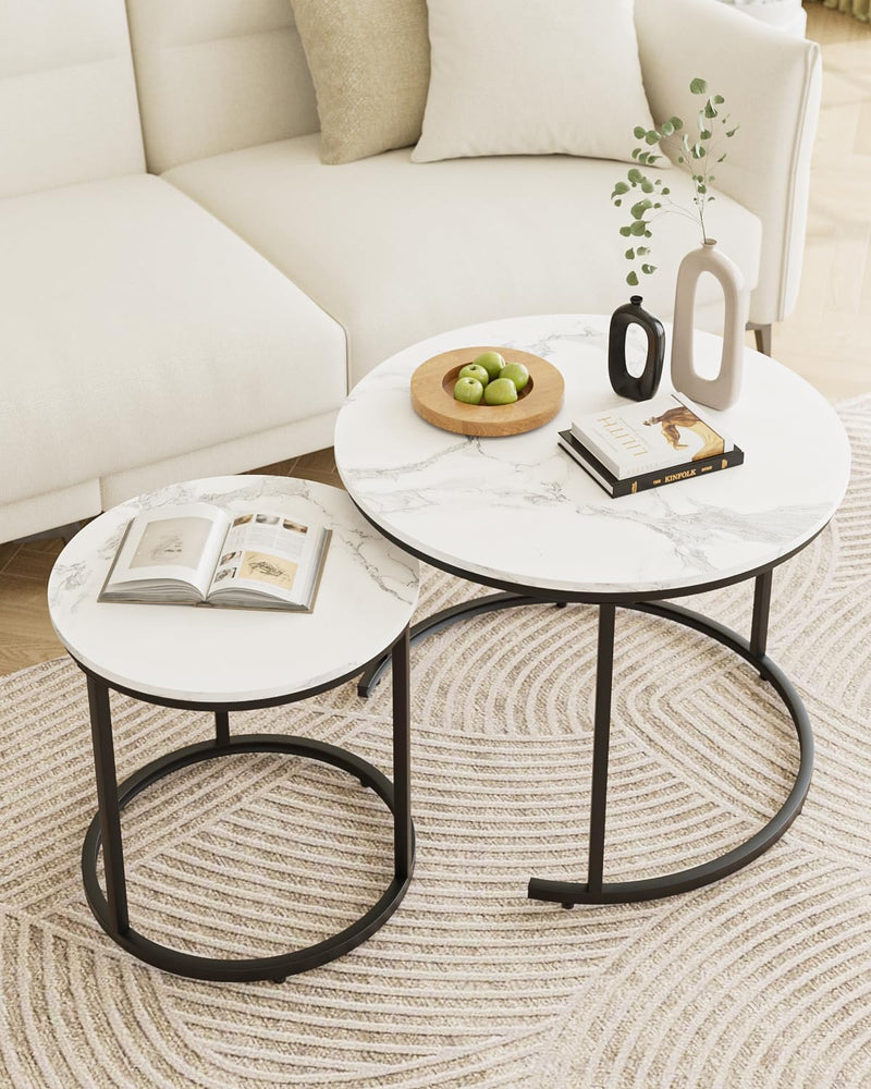 Round Coffee Tables Removable End Table Nesting (Set of 2)
