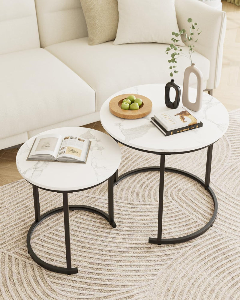 Round Coffee Tables Removable End Table Nesting Side (Set of 2)
