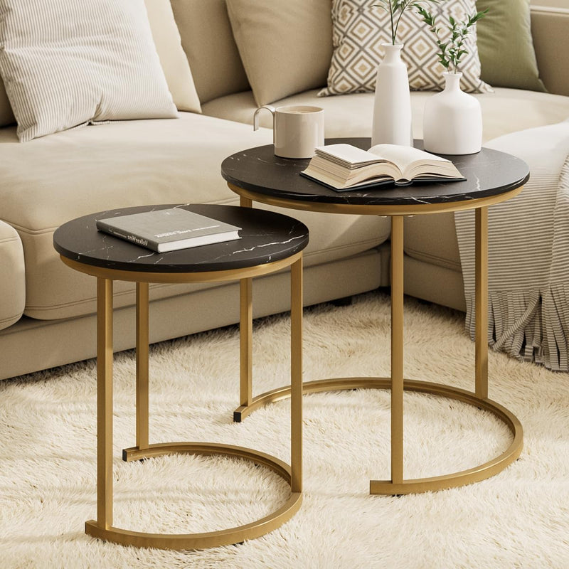 Round Coffee Tables Removable End Table Nesting Side (Set of 2)