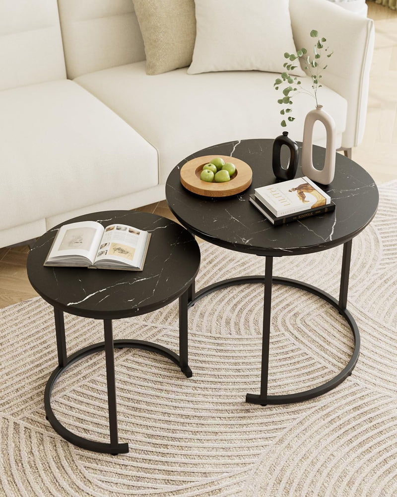Round Coffee Tables Removable End Table Nesting Side (Set of 2)