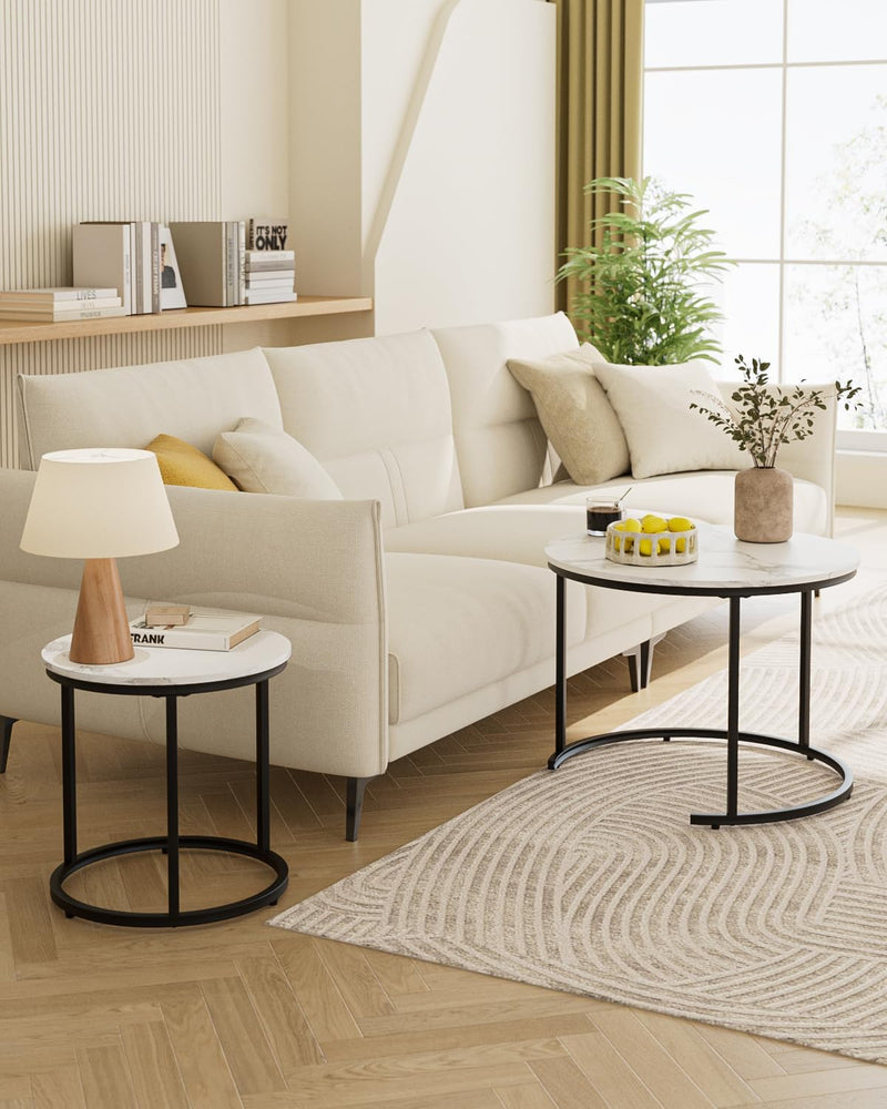 Round Coffee Tables Removable End Table Nesting (Set of 2)