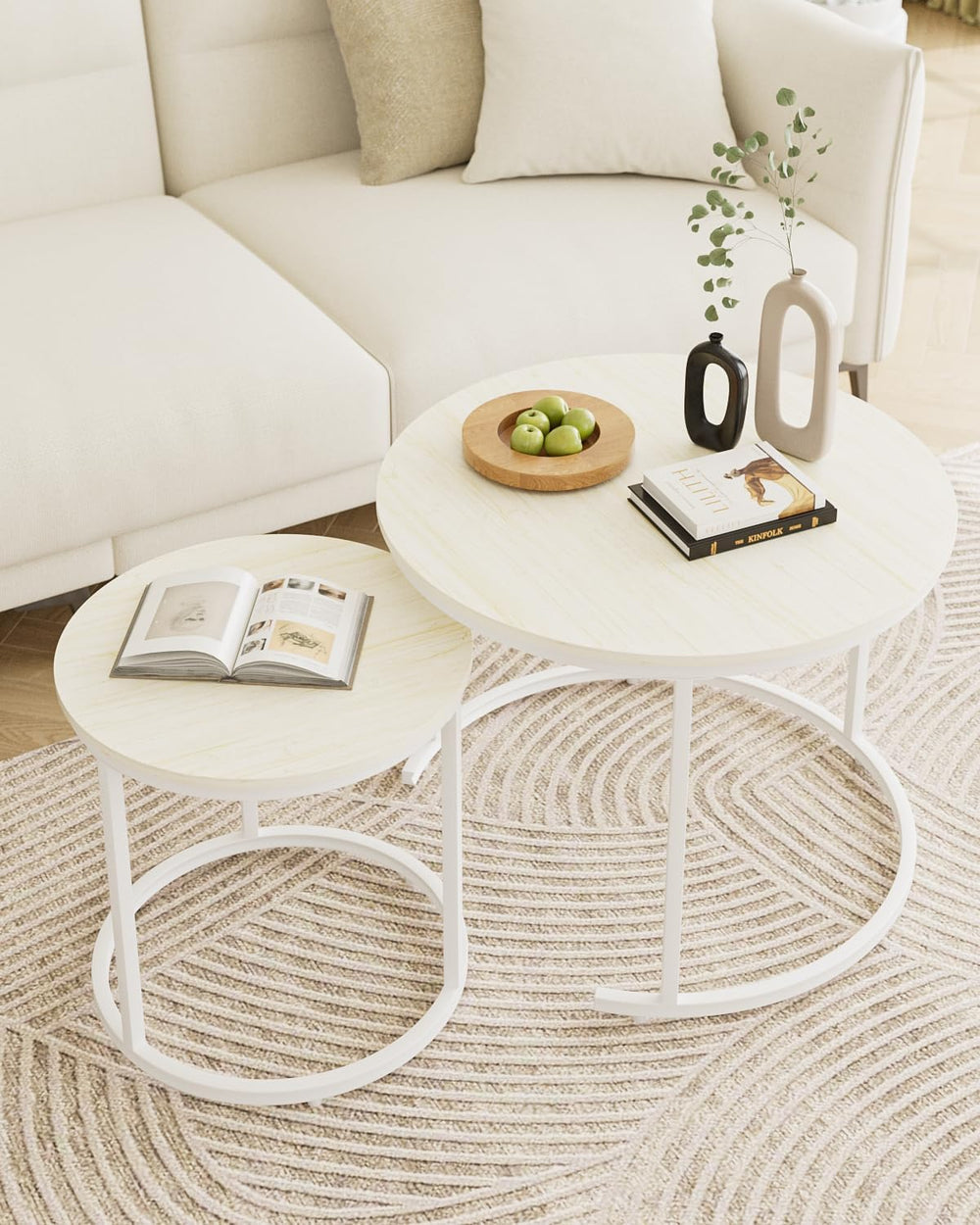 Round Coffee Tables Removable End Table Nesting (Set of 2)