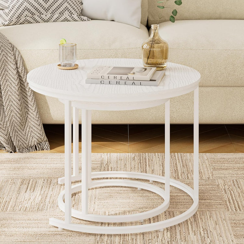 Round Coffee Tables Removable End Table Nesting (Set of 2)