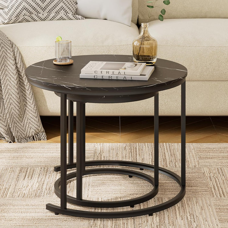 Round Coffee Tables Removable End Table Nesting (Set of 2)