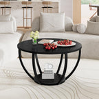Round Coffee Tables Table with Storage Space 2-Tier