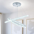 Round Crystal Pendant Light Fitting 3 Ring Dimmable