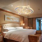 Round Crystal Pendant Light Fitting 3 Ring Dimmable