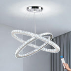 Round Crystal Pendant Light Fitting 3 Ring Dimmable