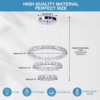 Round Crystal Pendant Light Fitting 3 Ring Dimmable