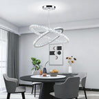 Round Crystal Pendant Light Fitting 3 Ring Dimmable