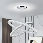 Round Crystal Pendant Light Fitting 3 Ring Dimmable
