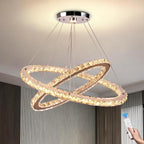 Round Crystal Pendant Light Fitting 3 Ring Dimmable