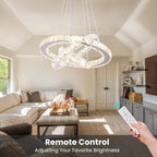 Round Crystal Pendant Light Fitting 3 Ring Dimmable