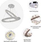 Round Crystal Pendant Light Fitting 3 Ring Dimmable