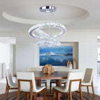 Round Crystal Pendant Light Fitting 3 Ring Dimmable