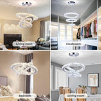 Round Crystal Pendant Light Fitting 3 Ring Dimmable