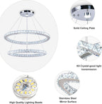 Round Crystal Pendant Light Fitting 3 Ring Dimmable