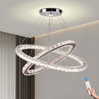 Round Crystal Pendant Light Fitting 3 Ring Dimmable