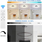 Round Crystal Pendant Light Fitting 3 Ring Dimmable