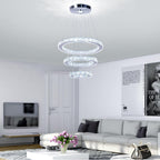 Round Crystal Pendant Light Fitting 3 Ring Dimmable