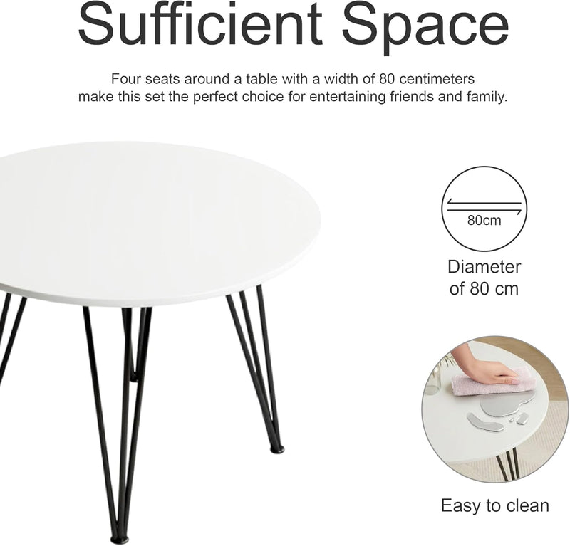Round Dining Table 80CM Small Retro Lounge Little
