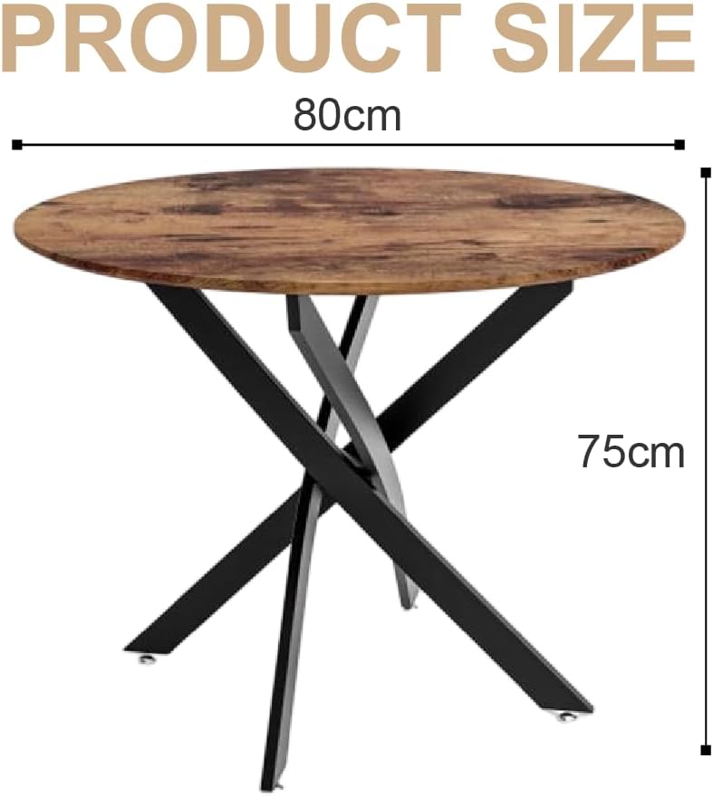 Round Dining Table 80CM Space-Saving Wooden Kitchen