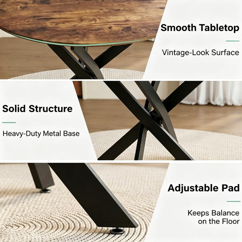 Round Dining Table 80CM Space-Saving Wooden Kitchen