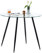 Round Dining Table 80CM with Tempered Glass Top