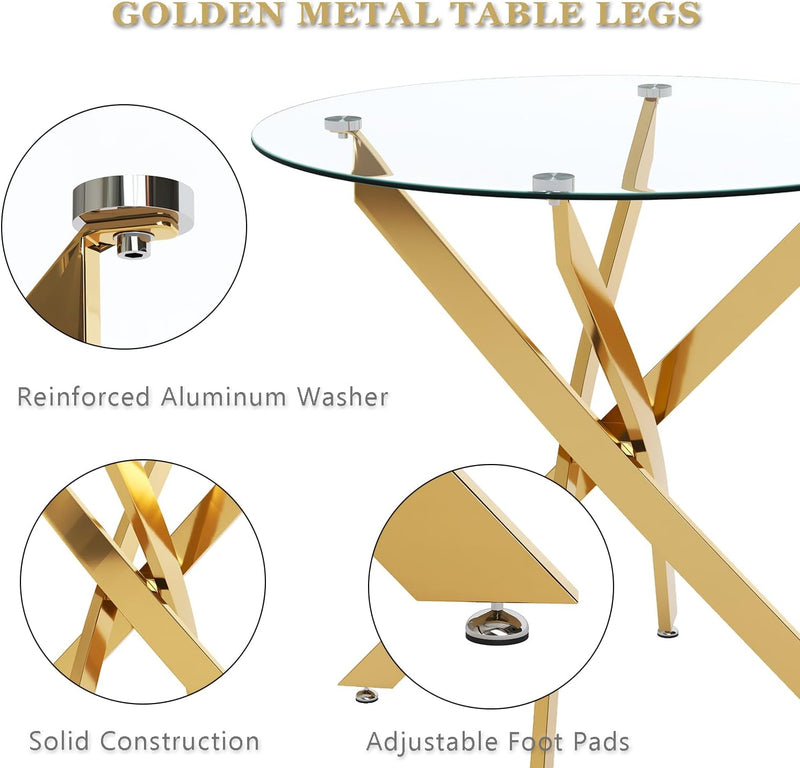 Round Dining Table Modern Kitchen with Metal Legs