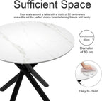 Round Dining Table with Marble-Effect Top and Metal