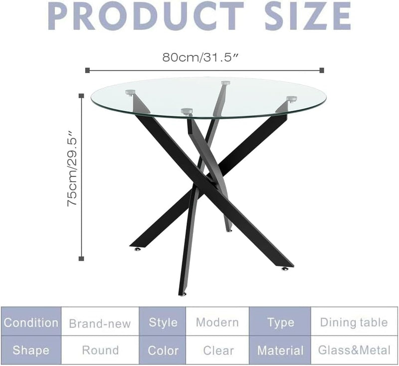 Round Dining Table Wooden 80CM Retro Kitchen