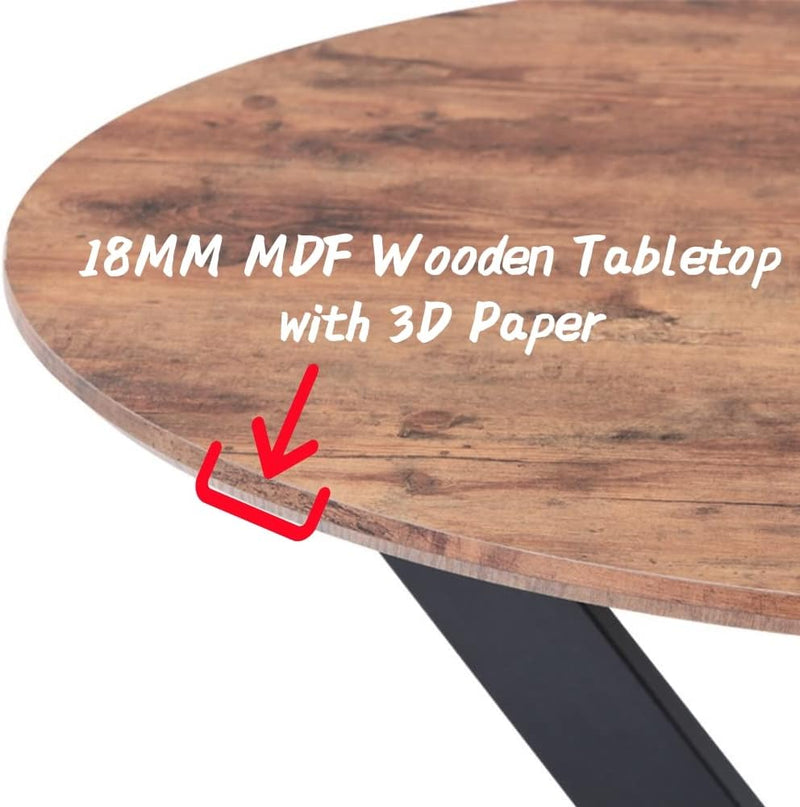 Round Dining Table Wooden 80CM Retro Kitchen