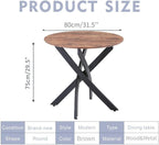Round Dining Table Wooden 80CM Retro Kitchen